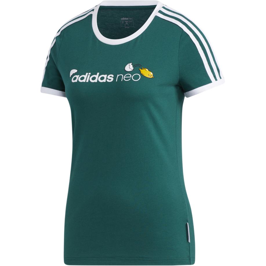 Женская футболка adidas в полоску (зеленая)