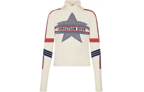 DIOR Cashmere Sweaters Women's White Lapel Moderate