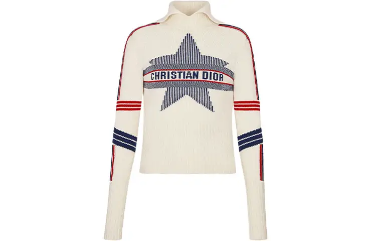 DIOR Cashmere Sweaters Women's White Lapel Moderate