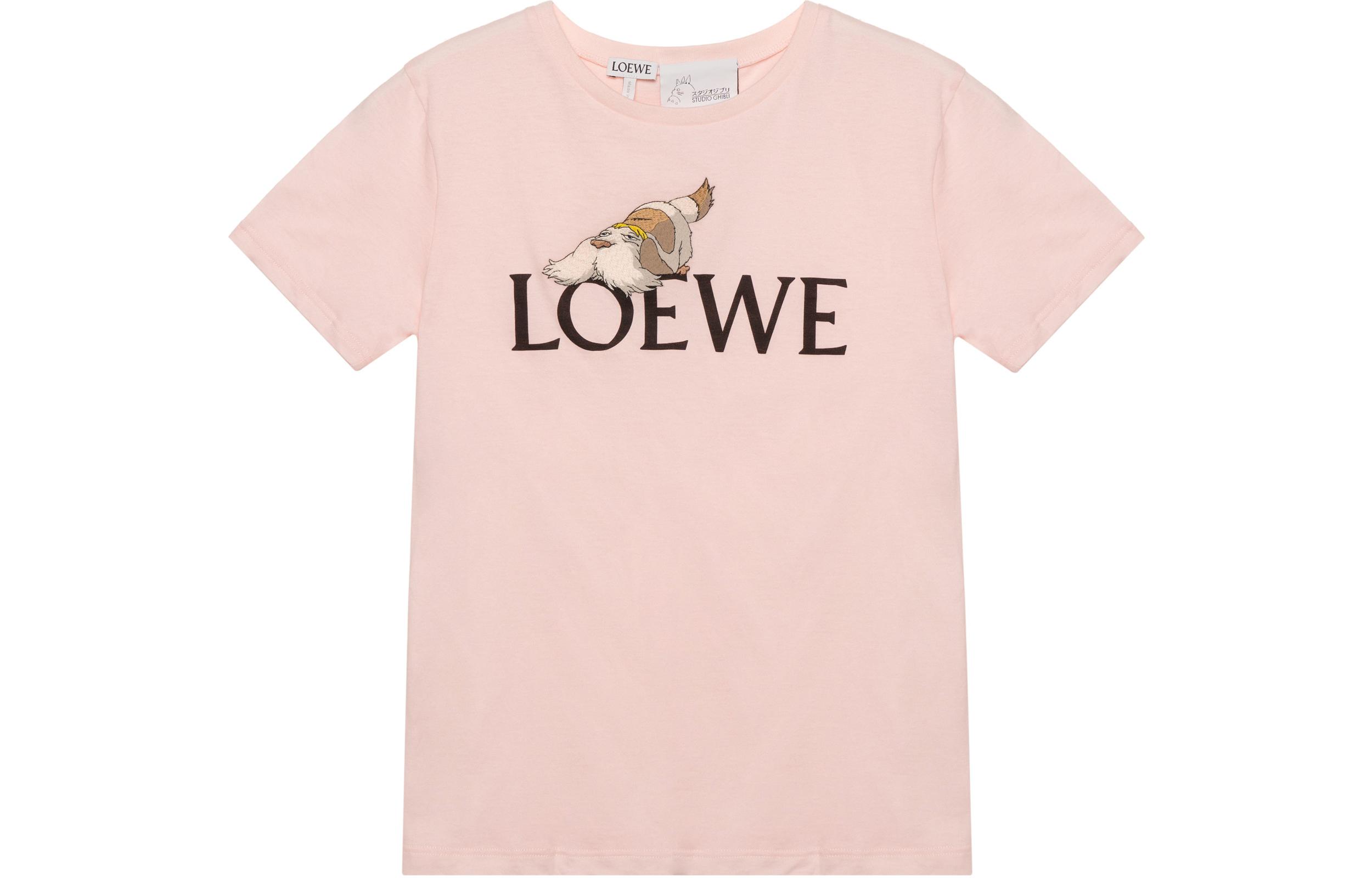 LOEWE Loewe Loewe x Howl's Moving Castle joint model SS23 Logo letter print round neck short-sleeved T-shirt women's pink