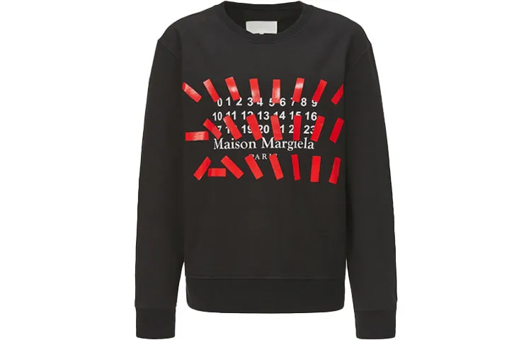Maison Margiela Sweatshirts Women's Black Crew Neck Moderate Straight Fit