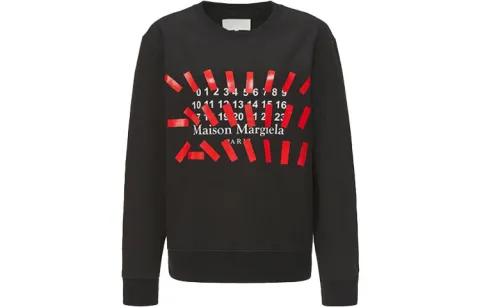 Maison Margiela Sweatshirts Women's Black Crew Neck Moderate Straight Fit