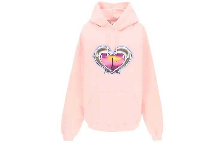 Vetements Sweatshirts Women's Pink Hooded Moderate Regular