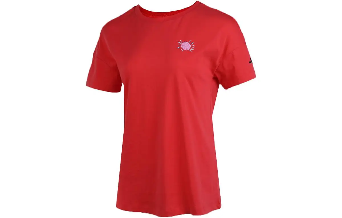 Adidas Drop Shoulder Sleeve T Shirt Women's Red