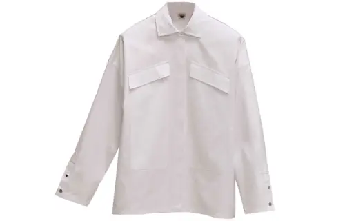 HERMES Shirts Women's White Square Collar Moderate Other