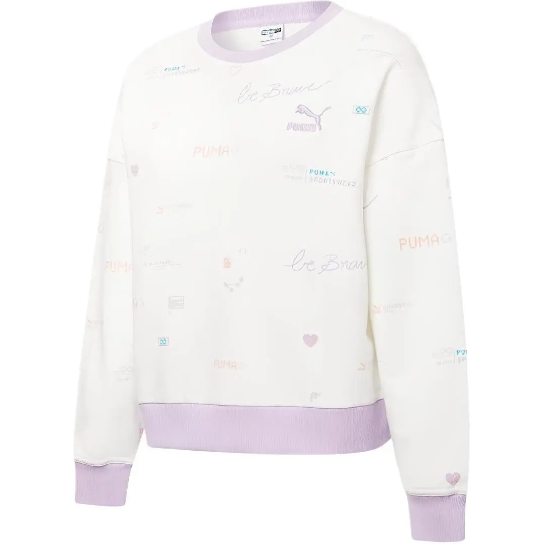 PUMA Sweatshirts Women's White Crew Neck Moderate Regular