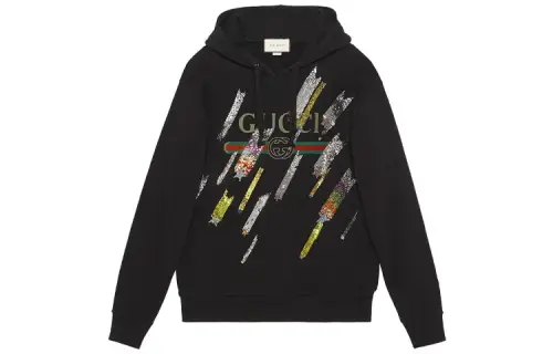 GUCCI Sweatshirts Women's Black Hooded Moderate Regular