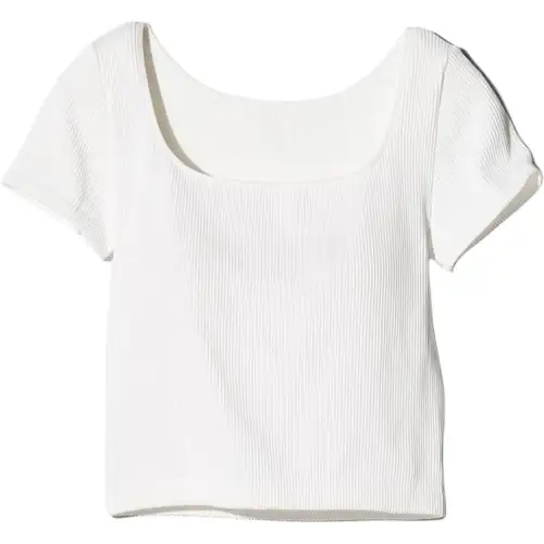 UNIQLO T Shirts Women's White Square Collar Moderate