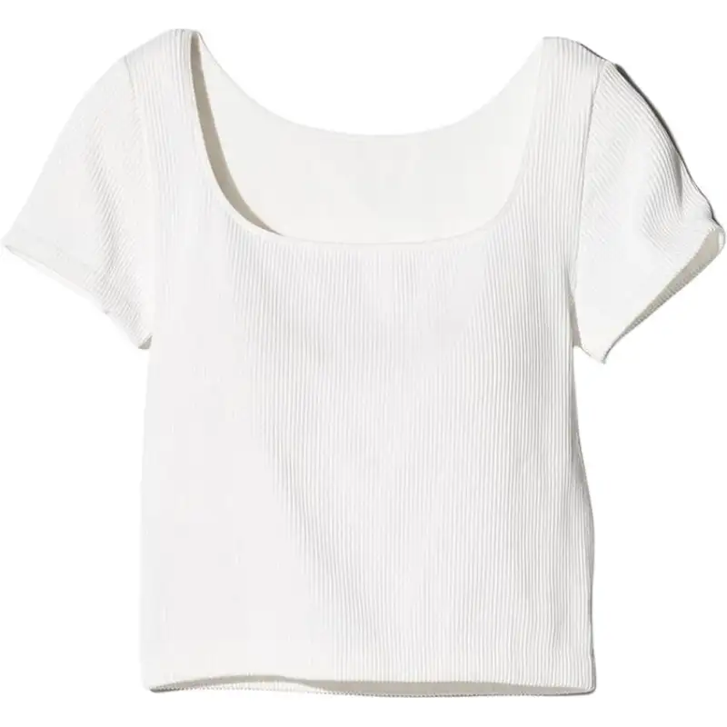 UNIQLO T Shirts Women's White Square Collar Moderate