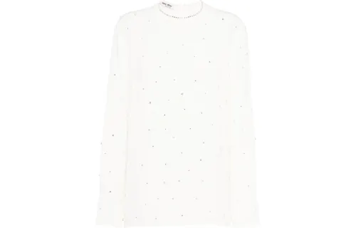 MIU MIU Shirts Women's White Crew Neck Moderate Shirt