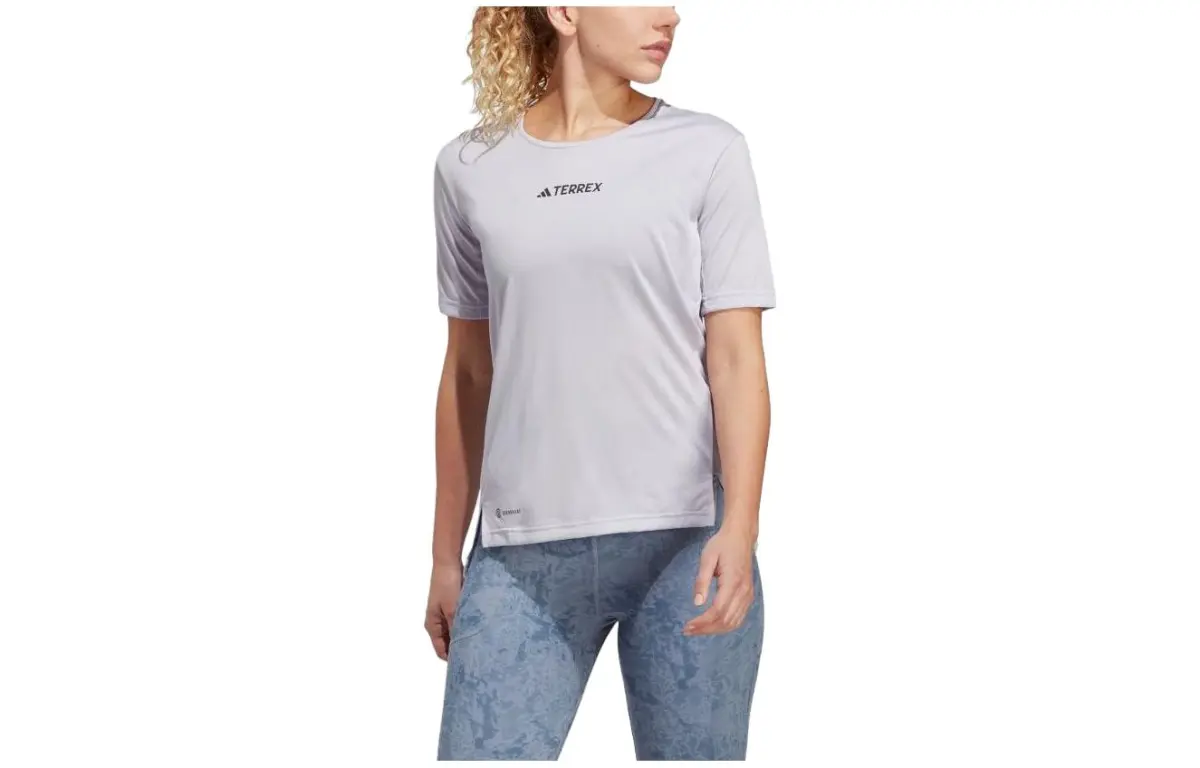 Adidas ULT T-Shirts Women's Purple Crew Neck Moderate Straight Fit