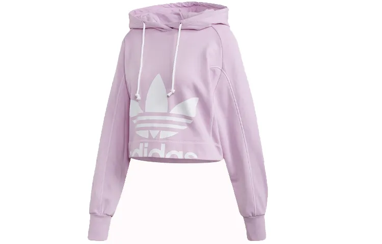 Adidas Originals Sweatshirts Women's Light Purple Hooded Moderate Straight Fit