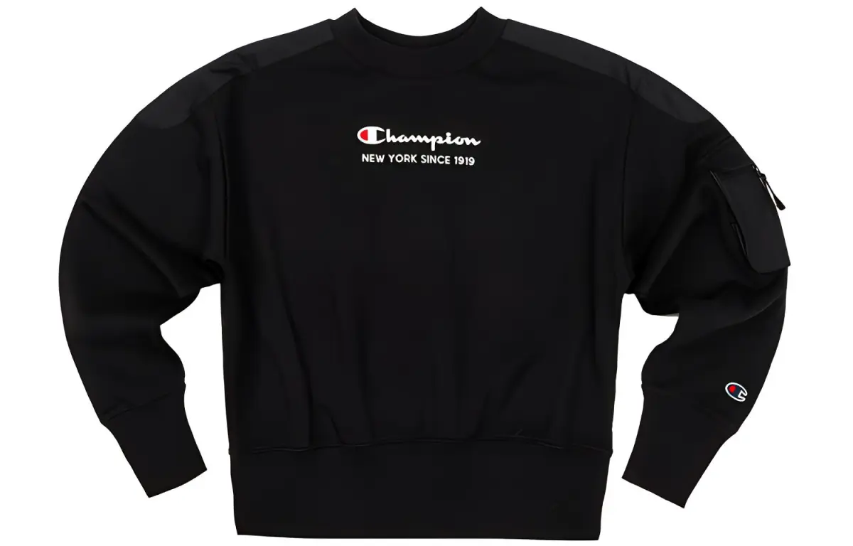 Champion Rochester Handwritten Print Logo Patchwork Fleece Lined Sweatshirt Women's