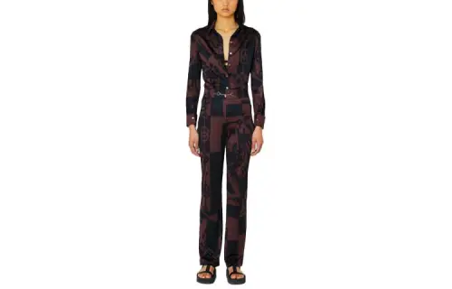 HERMES Shirts Women's Brown V Neck Moderate