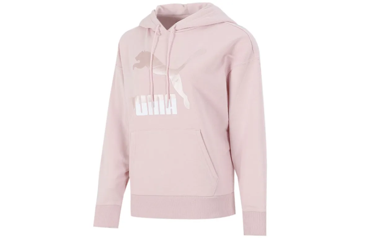 PUMA CLASSICS Sweatshirts Women's Pink Hooded Moderate Regular