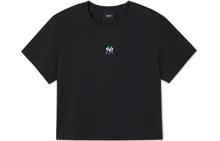 MLB New York Yankees T-Shirts Women's Black Crew Neck Moderate
