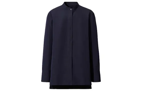 UNIQLO Shirts Women's Navy Blue Stand Collar Moderate Shirt