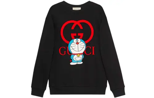 GUCCI X Doraemon Sweatshirts Women's Black Crew Neck Moderate Regular