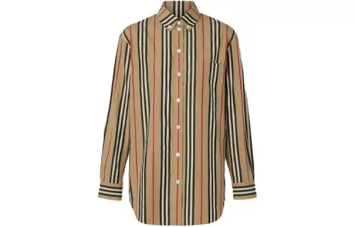 Burberry Shirts Women's Khaki Pointed Collar Moderate Shirt