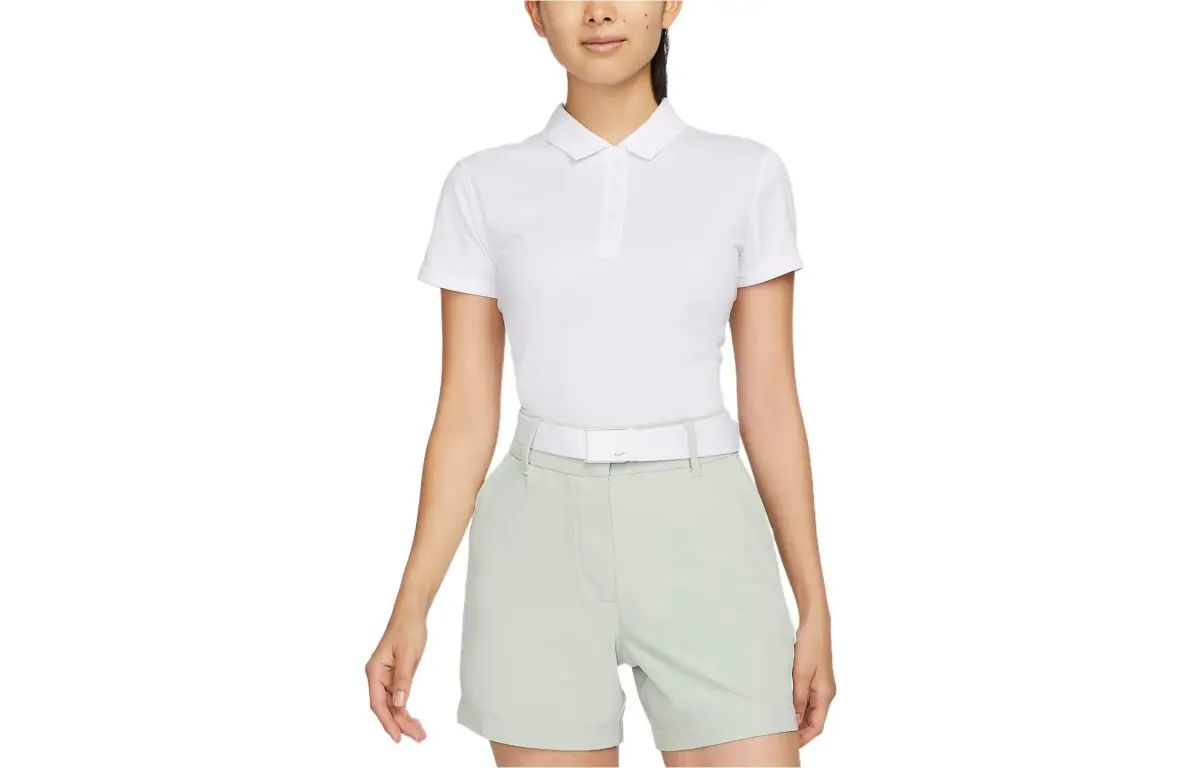 Nike Polo Shirts Women's White Polo Collar Moderate Straight Fit