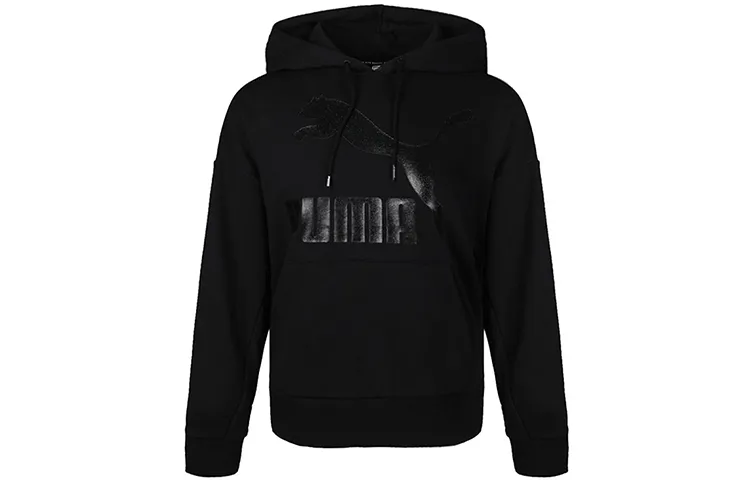 PUMA Sweatshirts Women's Black Hooded Moderate Straight Fit