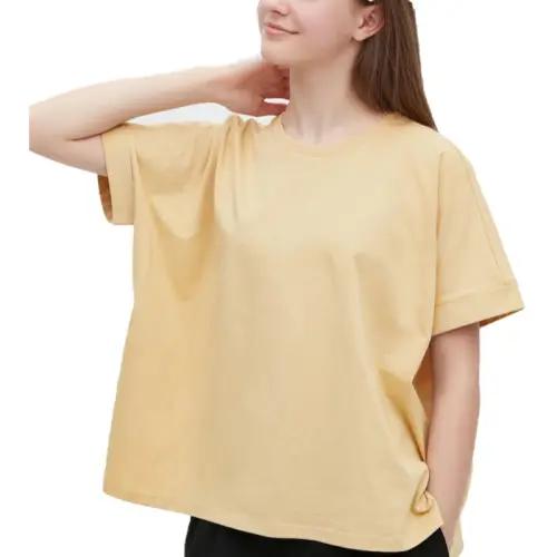 UNIQLO T Shirts Women's Yellow Crew Neck Moderate Straight Fit
