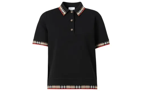 Burberry checked-trim polo top