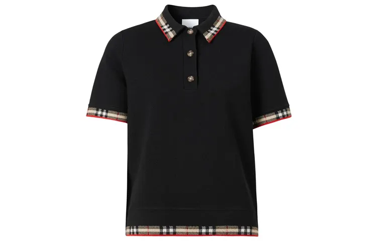 Burberry checked-trim polo top