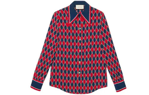 GUCCI Pre Owned 2010s Gg Rhombus Silk Shirt