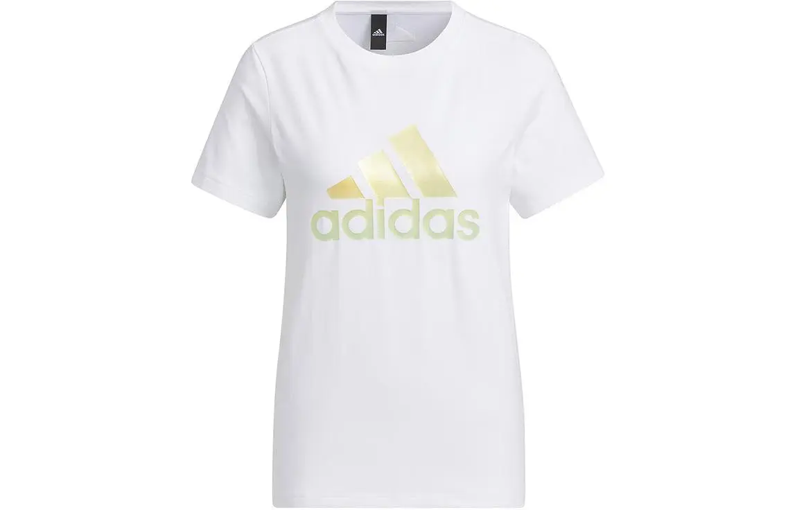 Adidas T-Shirts Women's White Crew Neck Moderate Straight Fit