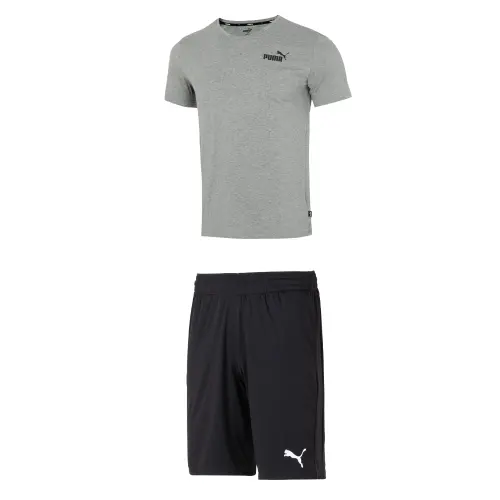 PUMA Casual Sportswear Men's Gray+Black Set Crew Neck Moderate