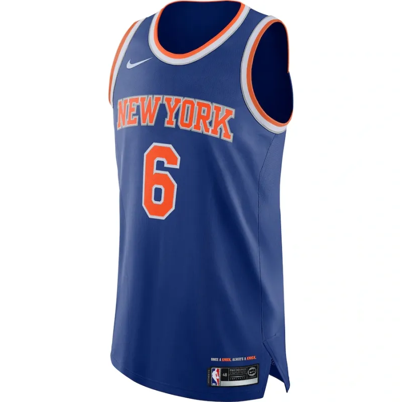 Nike New York Knicks Kristaps Porzingis Authentic Jersey Icon Edition Letter Logo Printed Breathable Sports Round Neck Sleeveless Basketball Vest Men's Dark Blue