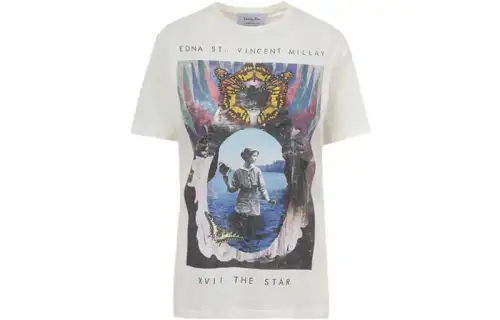DIOR T Shirts Women's White Crew Neck Moderate Straight Fit