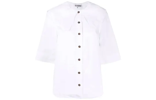 GANNI Cotton Poplin Shirt 'Bright White'