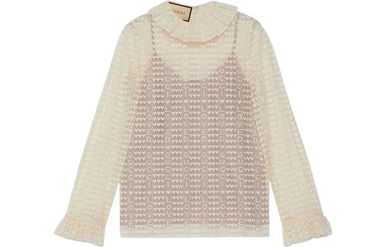 GUCCI Lovelight Lace Cardigan Beige