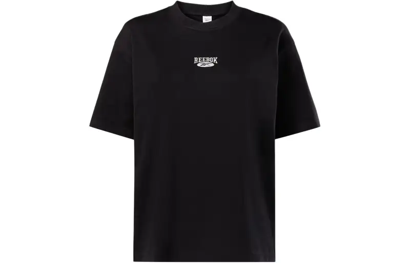 Reebok T Shirts Women's Black Crew Neck Moderate Straight Fit