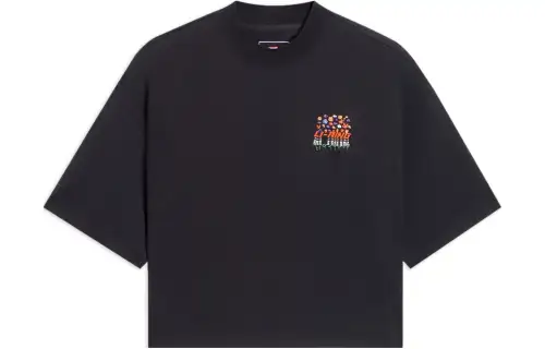 Li Ning T Shirts Women's Black Crew Neck Moderate Straight Fit