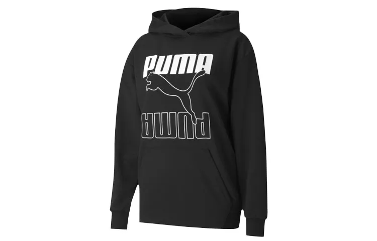 PUMA Sweatshirts Women's Black Hooded Moderate Straight Fit