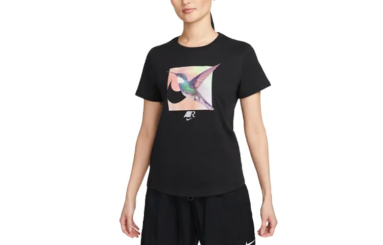 Nike Sportswear Women's Bird Print Classic Crewneck T-Shirt Black