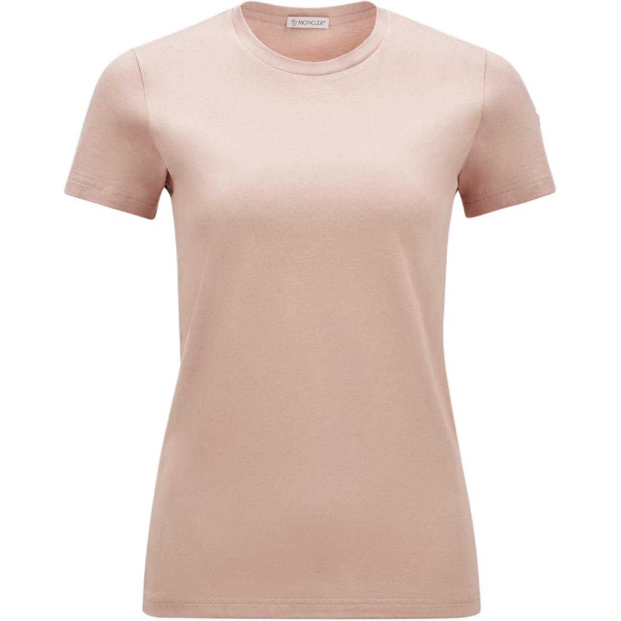 Женская футболка Moncler Round Neck (розовая)
