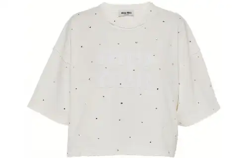 MIU MIU T Shirts Women's White Crew Neck Moderate Straight Fit