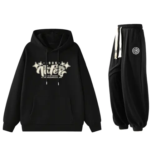 Football hoody with letters, long-sleeve, trousers, sweatshirt for men and women, American style