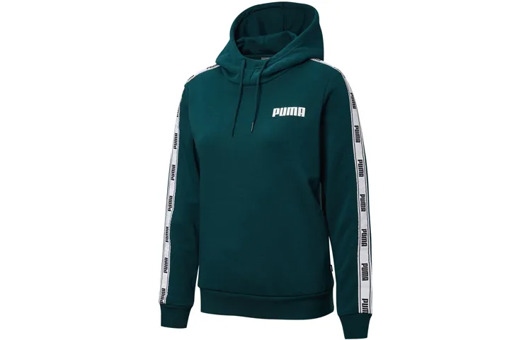 PUMA Sweatshirts Women's Pine Green Hooded Moderate Straight Fit