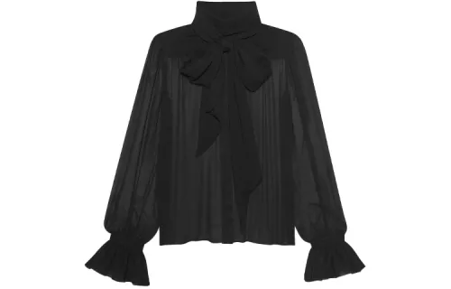 SAINT LAURENT Shirts Women's Black Stand Collar Moderate Shirt