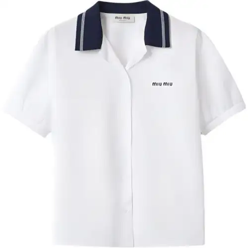MIU MIU Logo-embroidred Poplin Shirt