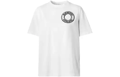 Burberry T Shirts Women's White Crew Neck Moderate Straight Fit