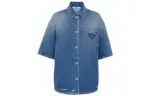 PRADA Shirts Women's Blue Lapel Moderate