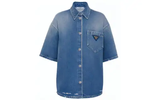 PRADA Shirts Women's Blue Lapel Moderate
