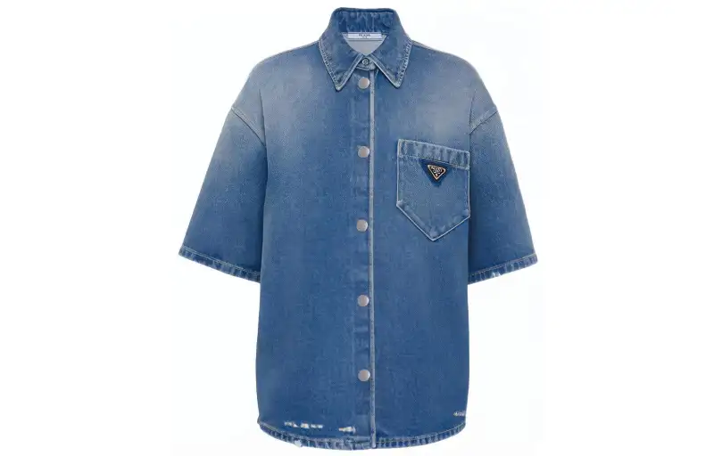 PRADA Shirts Women's Blue Lapel Moderate