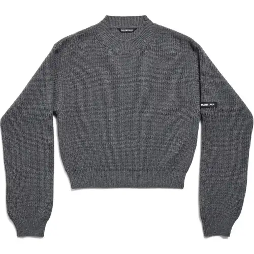 Balenciaga Logo Patch Cropped Sweater